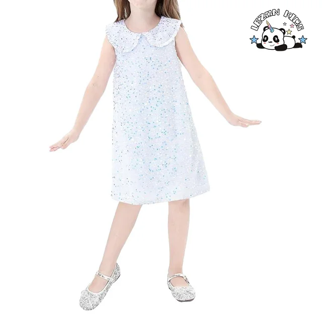 LEZONKIDS - Vestido de Lantejoulas Brilhantes de Alta Qualidade para Meninas, Vestidos de Princesa para Festa de Promoção para Crianças de 3 a 8 Anos